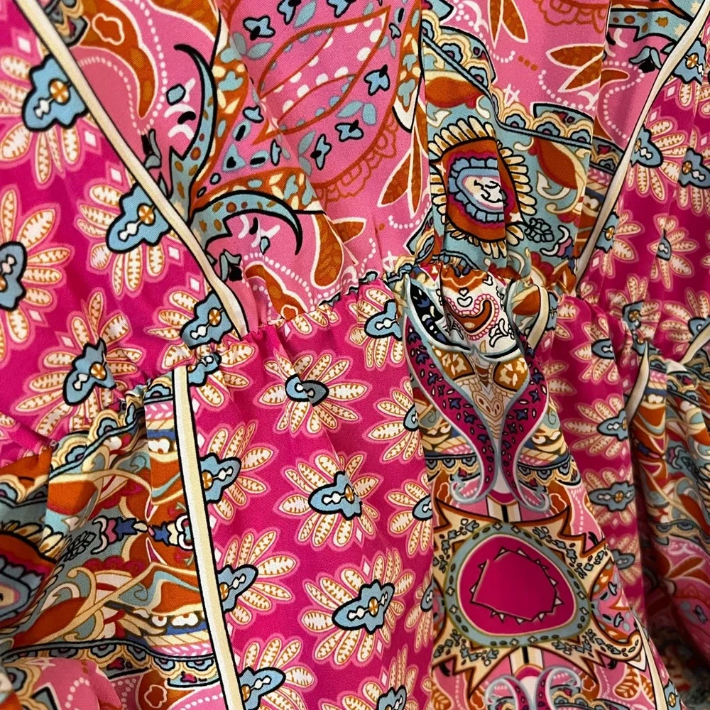 SHEIN Pink and Blue Patterned Dress - Picture 3 of 6